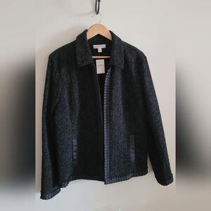 Coldwater Creek Star Glimmer Ruffle Trim Jacket, Women's XL, Classic Black